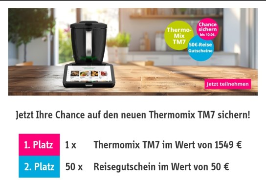abomix.de - Zu gewinnen gibt es (1) Thermomix TM7 & und Reisegutscheine