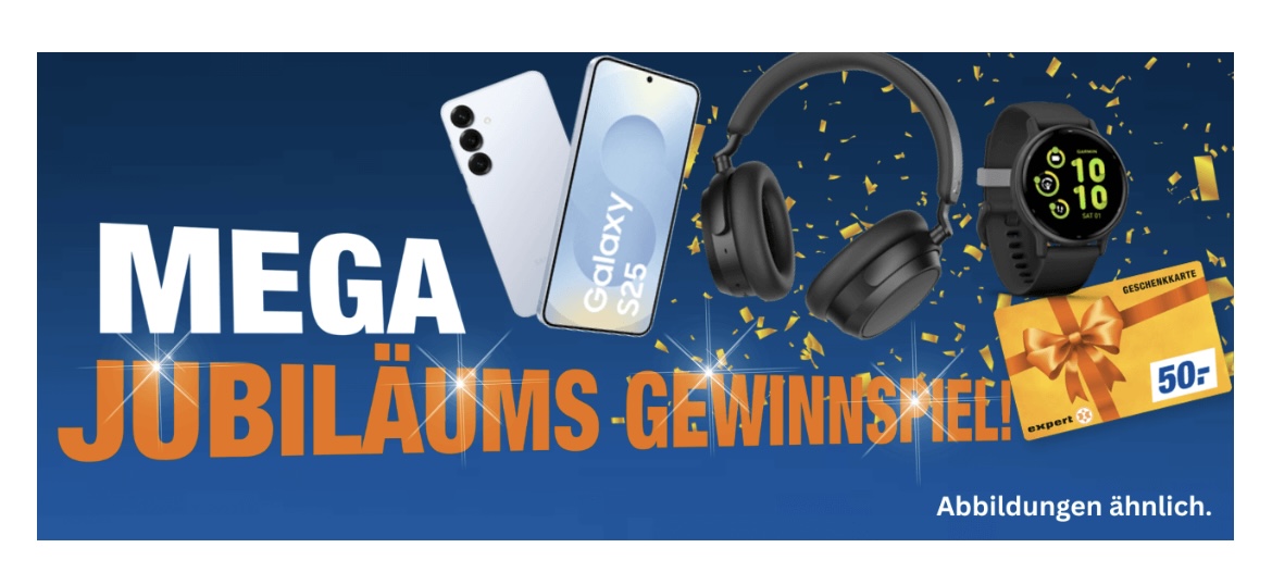 expert - Samsung Galaxy S25, Garmin Vivoactive 5 Smartwatch, Sennheiser Accentum Plus Kopfhörer, 50 € Einkaufsgutschein von expert TechnoMarkt