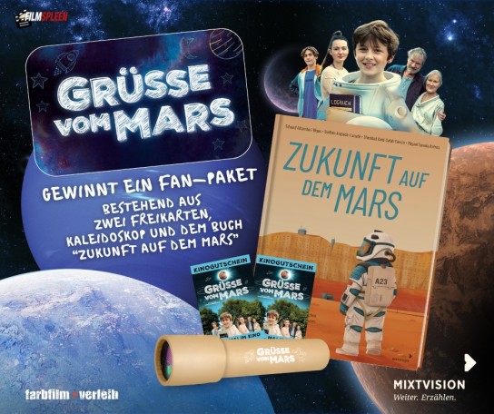 filmspleen - ein Fan-Paket  „Zukunft auf dem Mars“  bestehend aus zwei Freikarten*, Kaleidoskop und „Zukunft auf dem Mars“ (erschienen im Mixtvision Verlag)