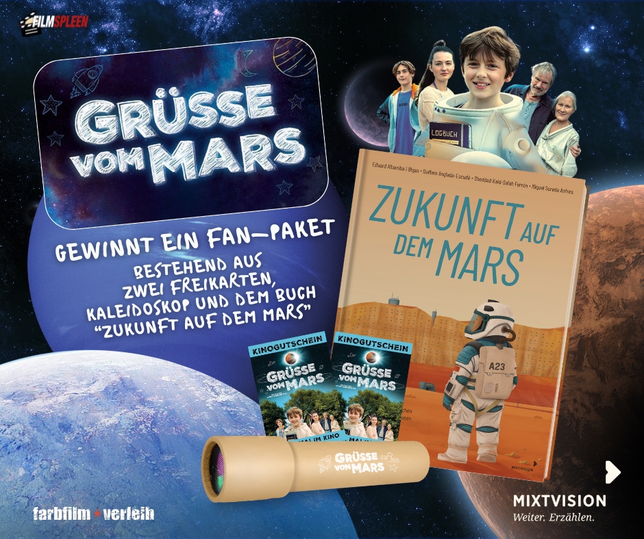 filmspleen - ein Fan-Paket  „Zukunft auf dem Mars“  bestehend aus zwei Freikarten*, Kaleidoskop und „Zukunft auf dem Mars“ (erschienen im Mixtvision Verlag)