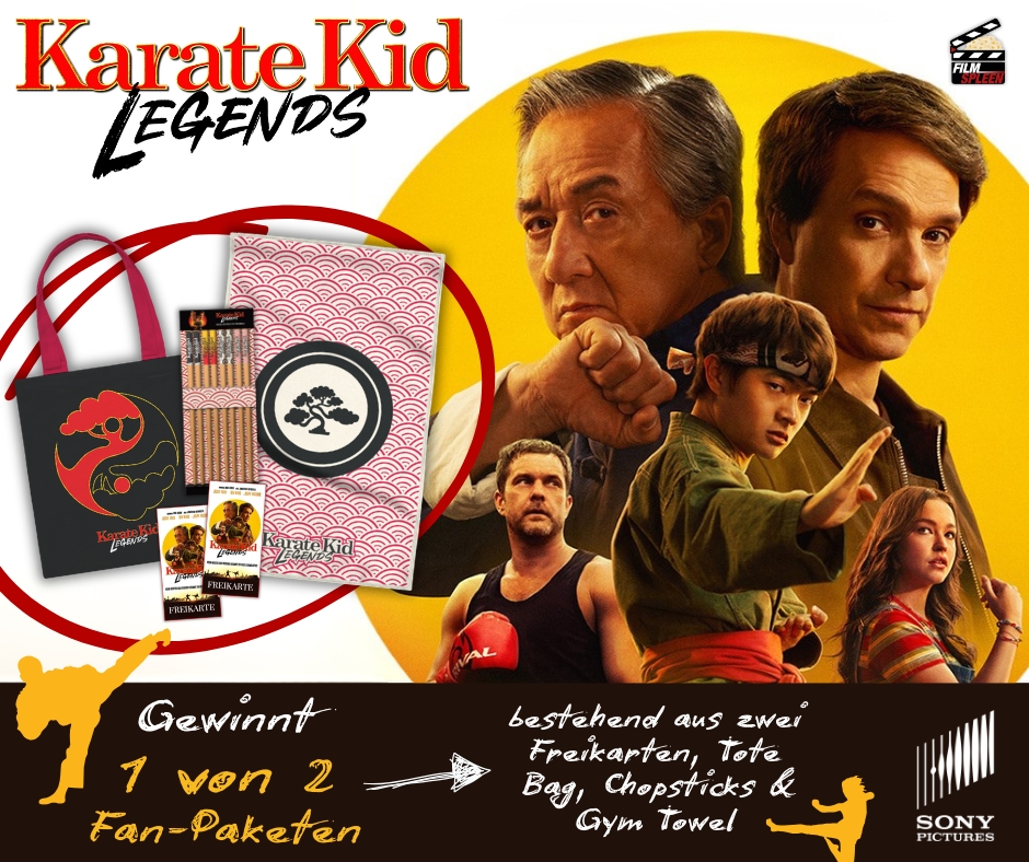 filmspleen - "KARATE KID: LEGENDS" - eines von zwei Fan-Paketen bestehend aus je zwei Freikarten, Tote Bag, Chopsticks und Gym Towel