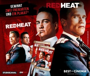 filmspleen - zwei Freikarten“ RED HEAT“ am  6. Mai ’25 für einen Tag im Kino und Plakat