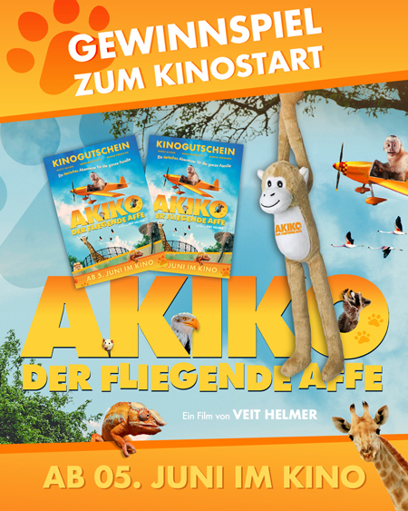 Häfft - zwei Akiko-Pakete. Jedes besteht aus zwei Kinokarten und einem süßem kleinen Äffchen
