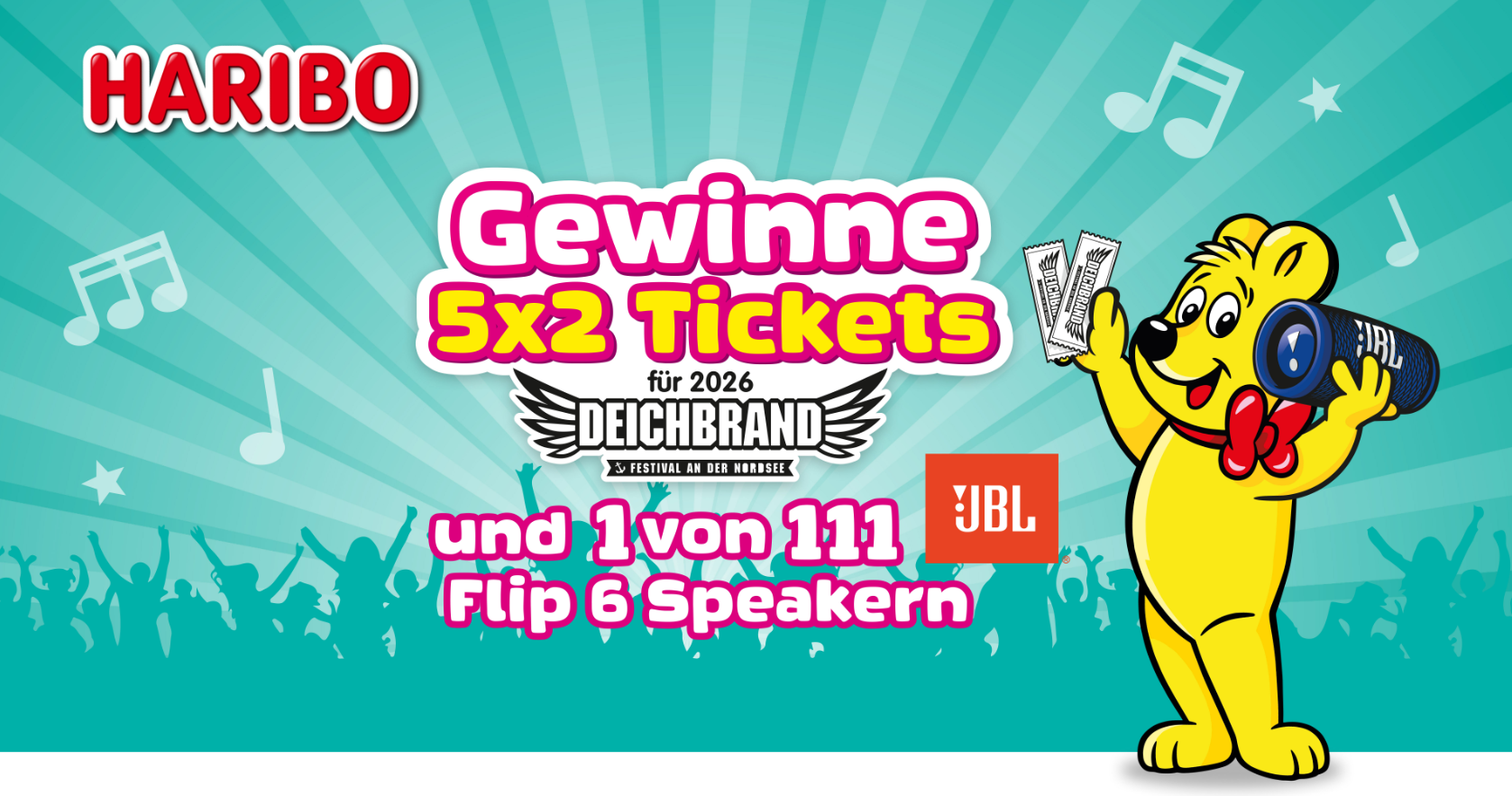Haribo - 5x2 Tickets für Deichbrand und 111x1 Flip 6 Speakern (Produktkauf)