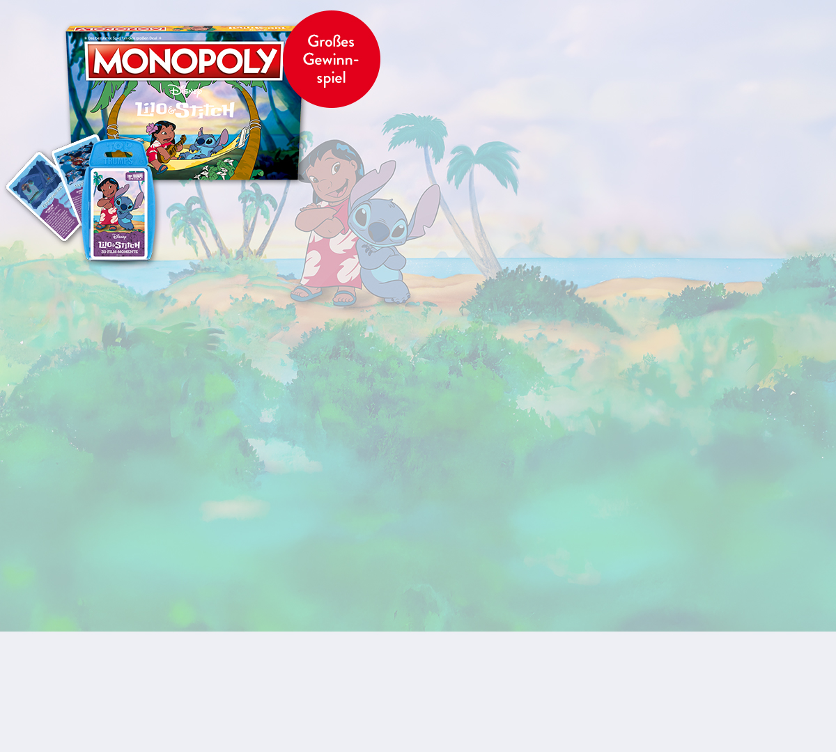Hugendubel - 5 Gewinnspielpakete mit dem beliebten Monopoly Lilo & Stitch sowie einem Top Trumps Kartenset rund um die Abenteuer von Lilo, Stitch und ihren Freunden