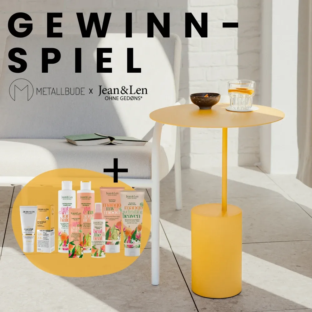 Jean & Len - Beistelltisch CIRO in der leuchtenden Sommerfarbe Mango Lassi und Jean&Len Sommerpaket