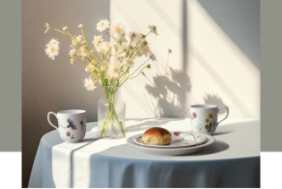 Kähler - Hammershøi Summer Geschirr für 4 Personen sowie ein limitiertes Poster mit Hammershøi Summer Wild Flower Motiv
