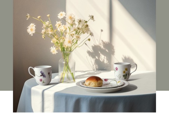 Kähler - Hammershøi Summer Geschirr für 4 Personen sowie ein limitiertes Poster mit Hammershøi Summer Wild Flower Motiv