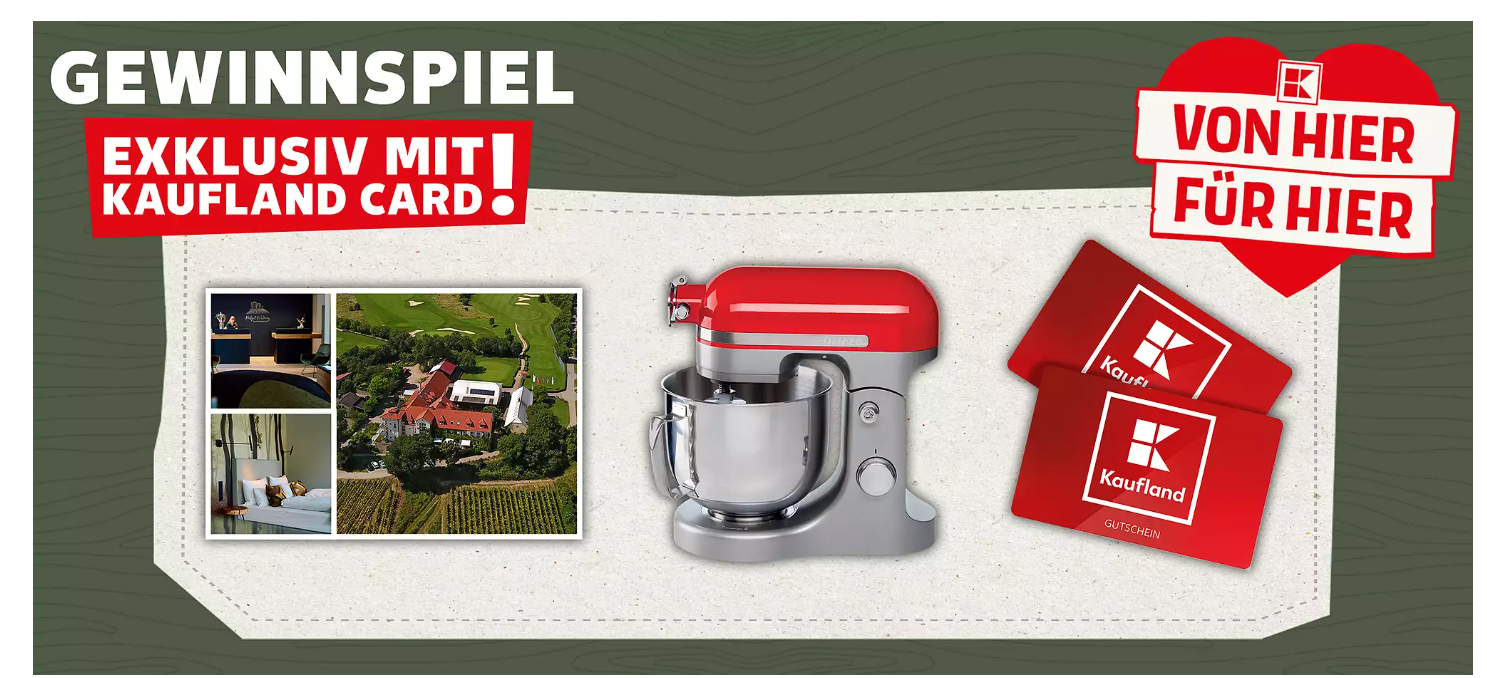 Kaufland - 1x 3 Nächte inkl. Frühstück für zwei Personen in Rheinhessen, 10x1 ARIETE Küchenmaschine, 50x1 Kaufland Einkaufsgutschein 50 Euro (Kaufland Card Besitzer)