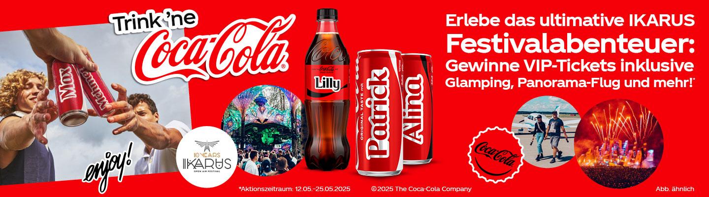 Müller  - 1x exklusives Share a Coke Festival-Erlebnis – inkl. 2 VIP Full Weekend Tickets für das IKARUS-Festival An- und Abreise  und weitere Top Preise