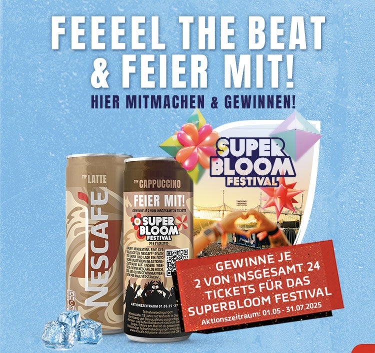 NESCAFÉ - 12 x 2 Tickets für das SUPERBLOOM Festival 2025 im Münchner Olympiapark (30./31.8.)