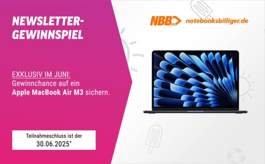 notebooksbilliger.de: ein Apple MacBook Air M3 und 10 x 50 € Gutschein gewinnen