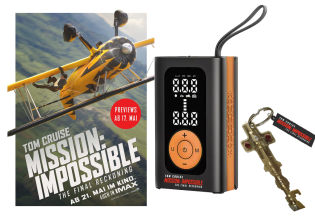 oeticket - zwei Goodie-Packages zu MISSION: IMPOSSIBLE – THE FINAL RECKONING“ bestehend aus Kinogutscheinen, einem Tire Inflator und einem Schlüsselanhänger zum Film
