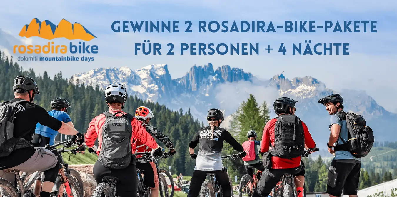 OUTSIDEstories - 2 Rosadira Bike Days-Pakete für 2 Personen plus 4 Übernachtungen im DZ mit Halbpension vom 11. bis 15. Juni 2025 imeggental-suedtirol