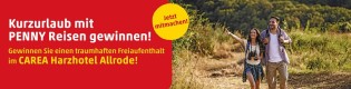 Penny - 4-tägigen Freiaufenthalt für zwei Personen mit All Inclusive im CAREA Harzhotel Allrode. freie Auswahl aus allen bei penny-reisen.de verfügbaren Anreiseterminen im Jahr 2025