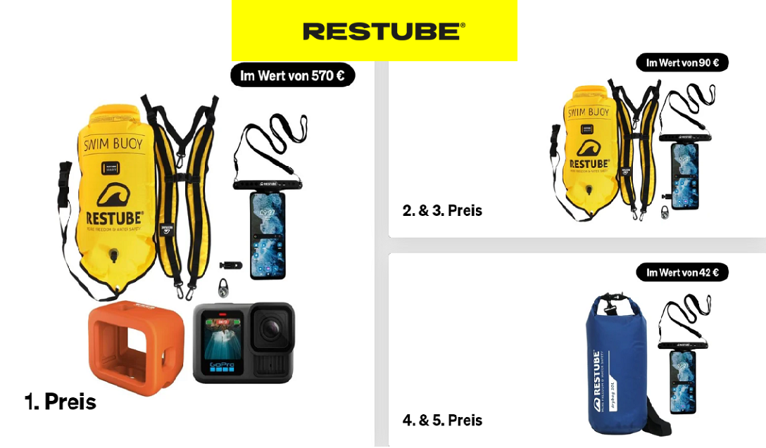 Restube - Gewinne eine GoPro, Schwimmbojen und weitere Preise im Wert von über 830€ zu gewinnen