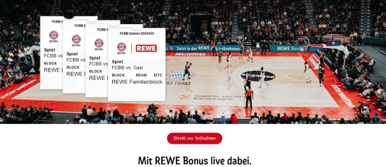 REWE - 5x4 Tribünentickets für das BBL Playoff Heimspiel des FC Bayern Basketball (Produktkauf)
