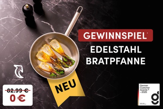 Hoffmann Germany - hochwertige Edelstahl-Bratpfanne (24 cm Durchmesser) im Wert von 82,99 €.