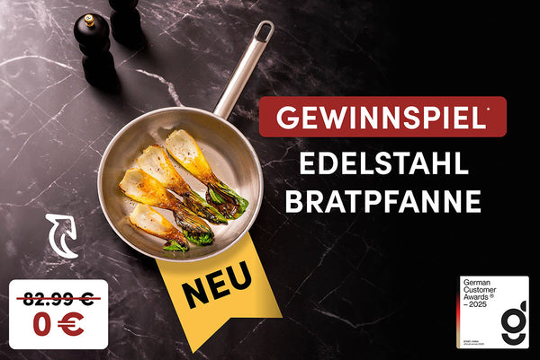 Hoffmann Germany - hochwertige Edelstahl-Bratpfanne (24 cm Durchmesser) im Wert von 82,99 €.