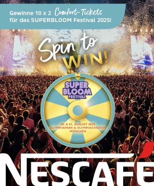 NESCAFÉ - 15x NESCAFÉ® Iced Sommer-Kaffeepakete,10 x je 2 Comfort Tickets für das vom 30.08. & 31.08.2025 im Olympiapark & Olympiastadion München stattfindende SUPERBLOOM Festival