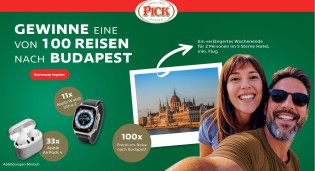 PICK  - 100 x Premium-Reise nach Budapest, 33 x Apple AirPods 4, 11 x Apple Watch Ultra 2