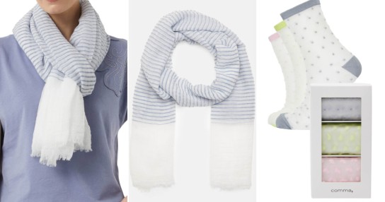 signatur.at - einen gestreiften Schal mit Fransen undexklusiven 3er-Pack Socken
