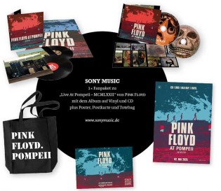 SLAM Media - 1x Fanpaket zu „Live At Pompeii - MCMLXXII" von PINK FLOYD mit dem Album auf Vinyl und CDplus Poster, Postkarte und Totebag