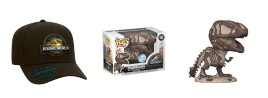 techkrams.de - 2 Pakete mit je 2 Freikarten (Digital) zum Film „Jurassic World - Die Wiedergeburt“, Cap und einem Funko Pop Fossil Tyrannosaurus im Style des Films