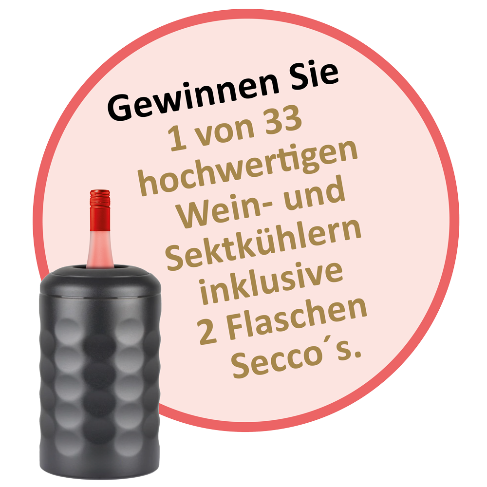 Weintor - 33 hochwertigen Weinkühler in Dubbeform inkl. 2 Flaschen alkoholfreien Secco´s von DEUTSCHES WEINTOR.
