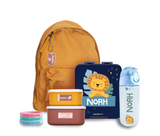 Berlin mit Kind - fünf personalisierte Lunchsets bestehend aus einer Trinkflasche und Brotdose.