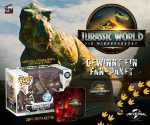 filmspleen - "JURASSIC WORLD: DIE WIEDERGEBURT" - ein Fan-Paket bestehend aus zwei Freikarten, einem Cap und einem Funko POP