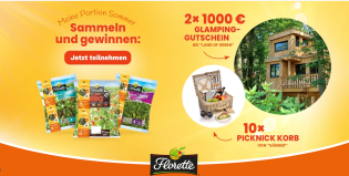 Florette - 2x1 Glaming Gutschein im Wert von 1.000 Euro und 10x1Picknickkorb von Sänger (Produktkauf)
