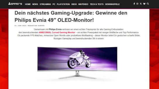 Gamers.de: ein Philips Evnia 49″ OLED-Gaming-Monitor zu gewinnen