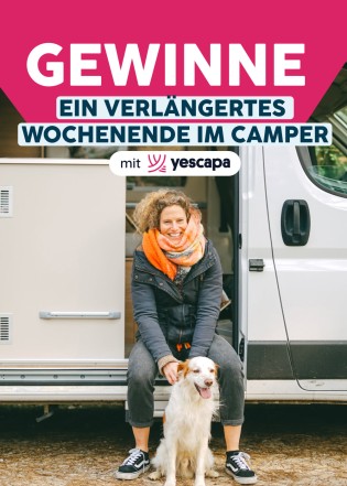 happybrush - ein Gutschein von Yescapa für ein verlängertes Wochenende im Camper in Höhe von 750 Euro.