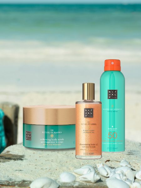 Marie Claire - drei Sets mit sommerlichen Hautpflege-produkten von Rituals aus der "The Ritual of Karma"-Kollektion