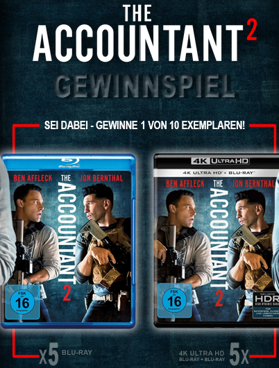 Media Dealer - Film: "The Accountant 2"  5 x als Bluray und  5 x als 4k UHD