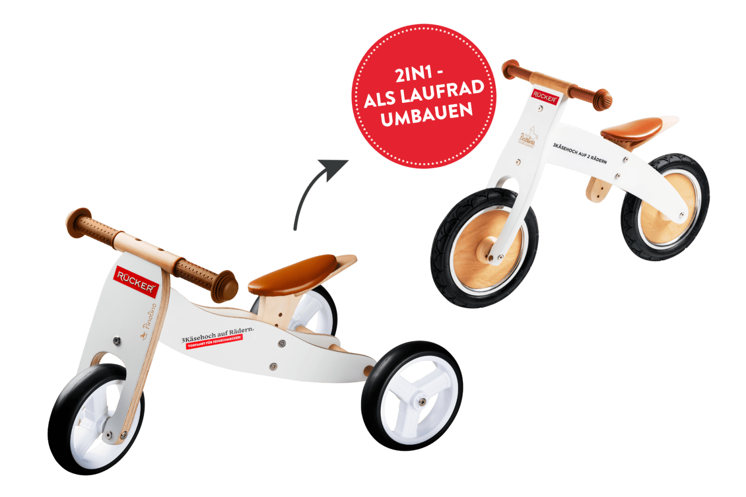 Molkerei Rücker - das 2in1 RÜCKER 3Käsehoch Laufrad