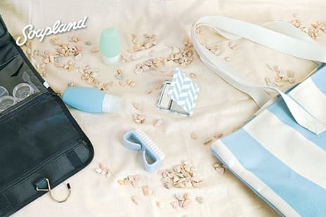 Müller - 1 von 10 Badaccessoires-Paketen mit Strandtasche , Reiseset-Tasche, Cremedöschen und vielen Reiseuntensilien mehr