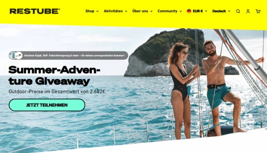 RESTUBE: Gewinne ein FaltKayak von Chris-Kayak, einen Fallschirmsprung mit Lisa Buchner, ein RESTUBE ACTIVE und mehr im Wert von über 2.682 €