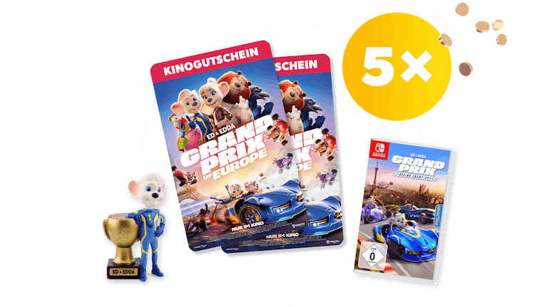 toggo - Grand Prix of Europe: 5x Filmpakete mit je 4 Kinogutscheinen, Tonies Figur, Racing Champions Videospiel für die Nintendo Switch