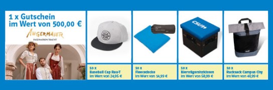 CSU - 1x 500€ Gutschein Trachten Angermaier ,10x Fleecedecke , 10x Baseballcap , 10x Rucksack