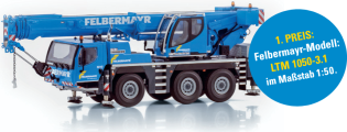 Hagn Umwelttechnik - Felbermayr-Goodies: 1 x Mobilkran-Modell LTM 1050-3.1 (1:50), 4 x Fahrertasche, 10 x Trinkflasche