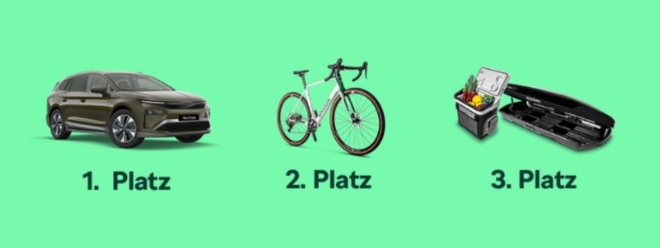 Skoda - 130 Tage Probefahrt mit dem Skoda Enyaq, ein Skoda Gravel X-ROAD Bike im Wert von ca. 2.432€, eine Kühlbox und eine Dachbox