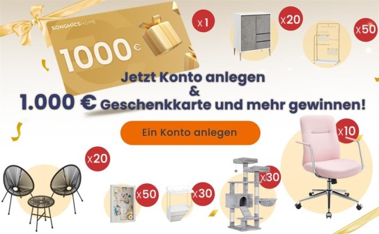 SONGMICS: 1.000 € Geschenkkarte & viele weitere Preise zu gewinnen