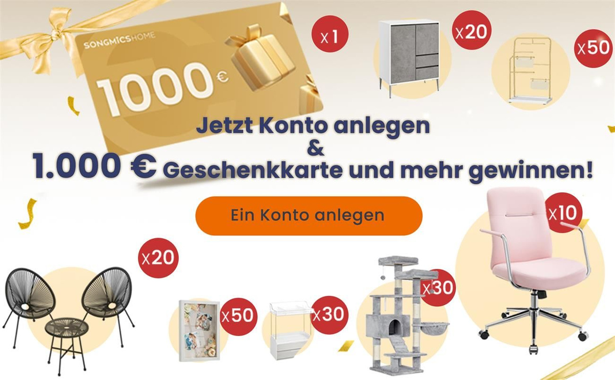 SONGMICS: 1.000 € Geschenkkarte & viele weitere Preise zu gewinnen