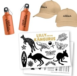 Spielfilm.de - 3 x "Lilly und die Kängurus"-Fanpaket: Trinkflasche + Kappe + Tattoos