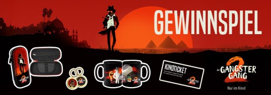 Videobuster - 1 von zwei „DIE GANGSTER GANG 2“ Fanpaketen mit je:  2 Kino-Freikarten ,1 Tasse ,1 Federmäppchen, 1 Schlüsselanhänger