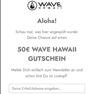 WAVE HAWAII - 50€ WAVE HAWAII Gutschein