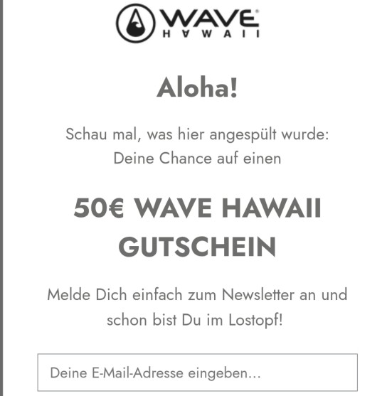 WAVE HAWAII - 50€ WAVE HAWAII Gutschein