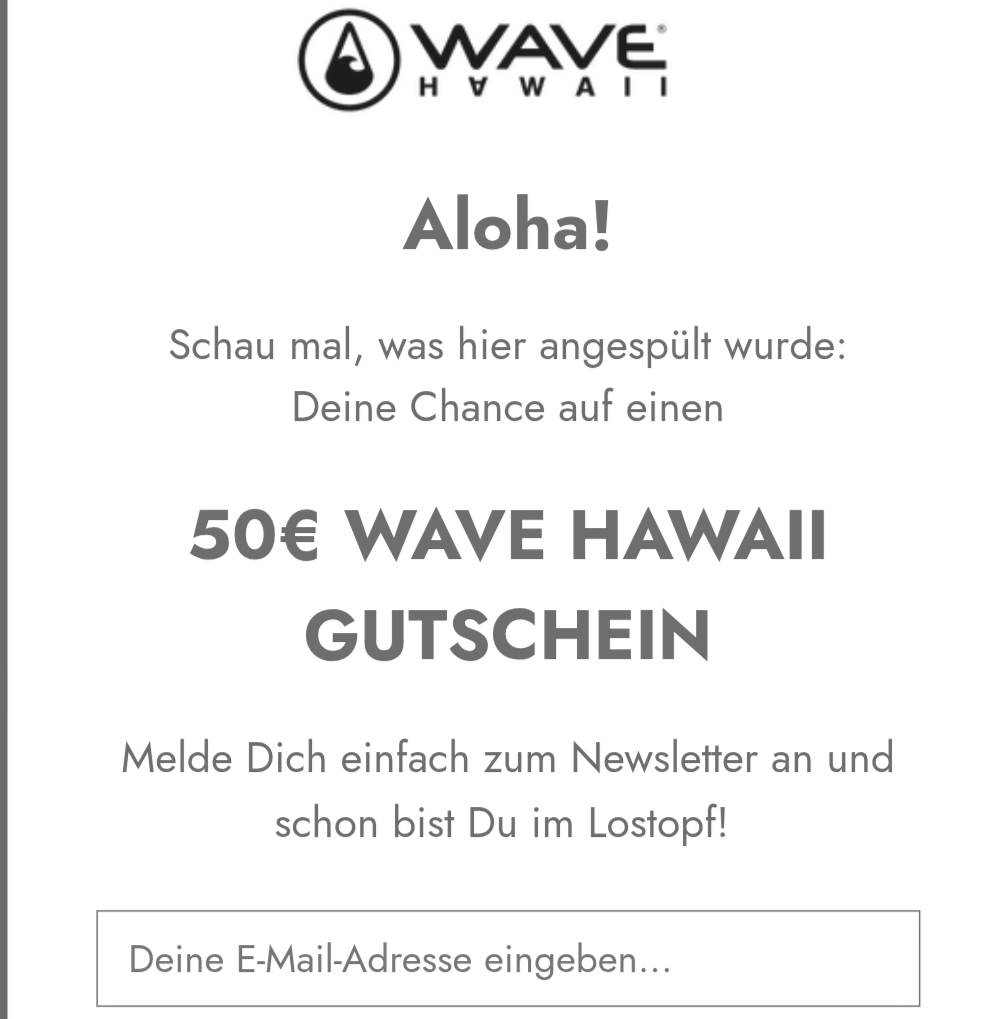 WAVE HAWAII - 50€ WAVE HAWAII Gutschein